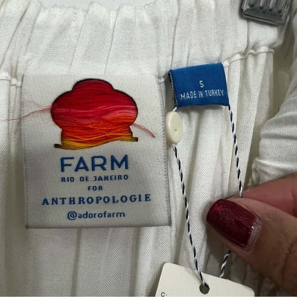 Anthropologie x Farm Rio Small Ivory Off Shoulder Lace Wide Leg Cropped Jumpsuit - Picture 9 of 13